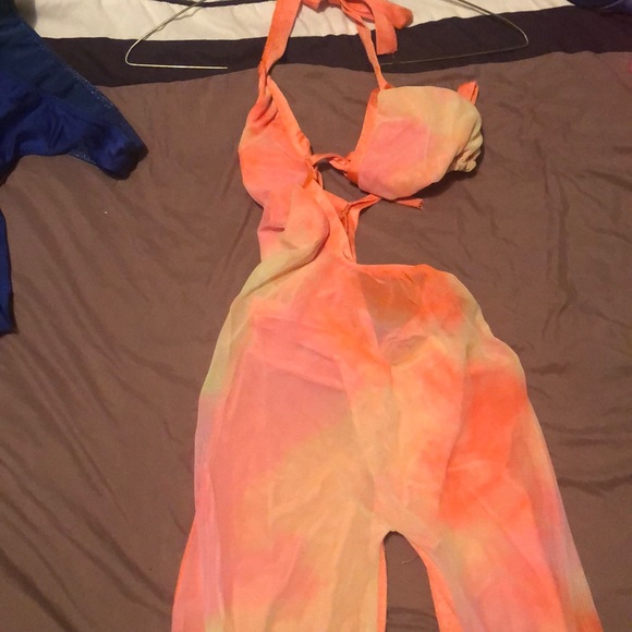 Orange sheer body suite half bikini top/half - Picture 2 of 3